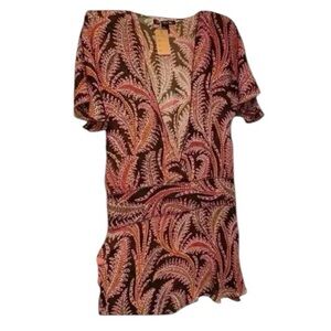 Central Park West Womens Silk Mini Drop Waist Deep V Neck Dress Nordstrom medium